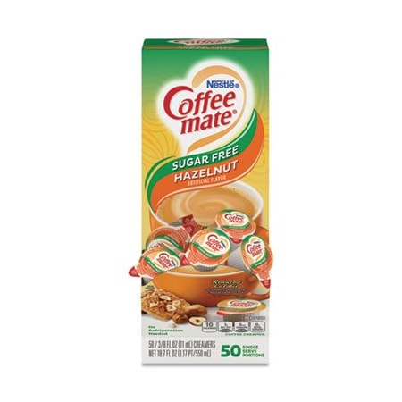 Coffeemate LIQUID COFFEE CREAMER, SUGAR-FREE HAZELNUT, 0.38 OZ MINI CUPS, 50PK 98468BX